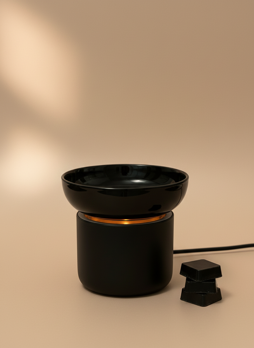Large black wax melter with backdrop
